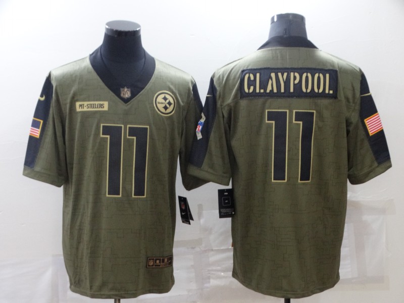 Cheap Men Pittsburgh Steelers 11 Claypool green Nike Olive Salute To Service Limited NFL jersey